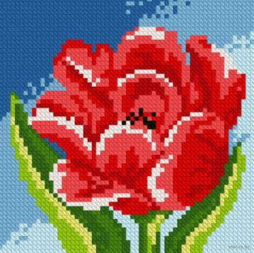 Красный тюльпан Алмазная живопись АЖ.1074, цена 517 руб. - интернет-магазин Мадам Брошкина