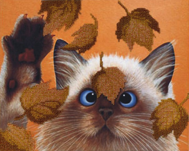 Котик в листьях М.П. Студия БГ-182, цена 622 руб. - интернет-магазин Мадам Брошкина