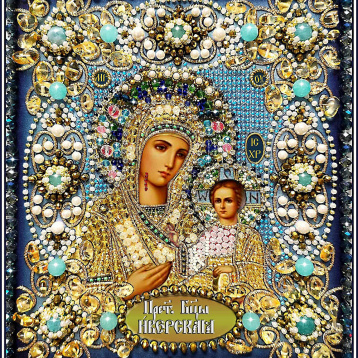 Богородица Иверская Образа в каменьях 77-Ц-12, цена 11 475 руб. - интернет-магазин Мадам Брошкина