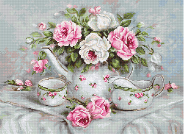 Чайный сервиз и розы Luca-s G565, цена 2 167 руб. - интернет-магазин Мадам Брошкина
