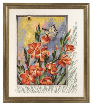 Паучок, бабочка в цветах Permin 90-4180, цена €53 - интернет-магазин Мадам Брошкина