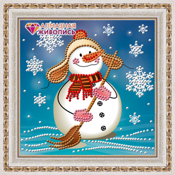 Снеговик с метлой Алмазная живопись АЖ.3012, цена 606 руб. - интернет-магазин Мадам Брошкина