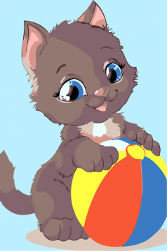 Котенок с мячом Цветной MA1023, цена 288 руб. - интернет-магазин Мадам Брошкина