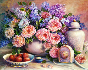 Розовый натюрморт Алмазная живопись АЖ.1374, цена 2 401 руб. - интернет-магазин Мадам Брошкина