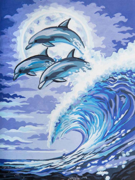 Дельфины в лунном свете Grafitec 10.489, цена €12 - интернет-магазин Мадам Брошкина