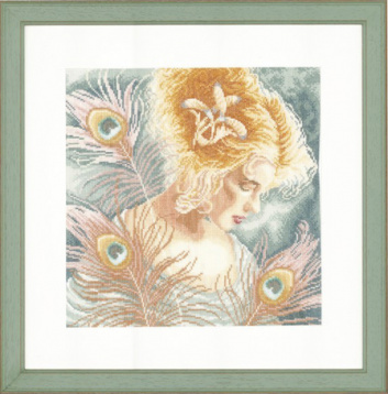 Young woman with peacock feathers   Lanarte PN-0148264, цена 4 306 руб. - интернет-магазин Мадам Брошкина