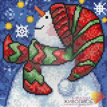 Новогодний снеговик Алмазная живопись АЖ.1264, цена 743 руб. - интернет-магазин Мадам Брошкина