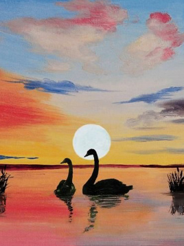 Лебеди на закате Molly KH0920, цена 377 руб. - интернет-магазин Мадам Брошкина