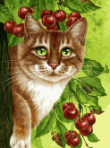 Кот на вишнёвом дереве Белоснежка 149-AS