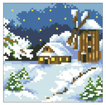Домик в снегу Алмазная живопись АЖ.408, цена 517 руб. - интернет-магазин Мадам Брошкина