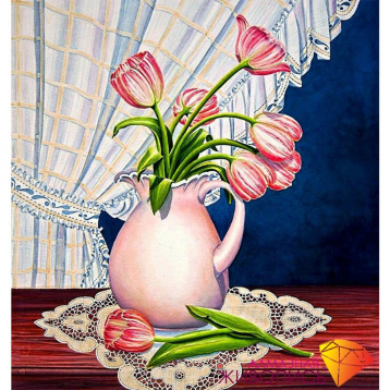 Тюльпаны у окна Алмазная живопись АЖ.1234, цена 1 679 руб. - интернет-магазин Мадам Брошкина