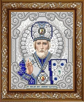 Святой Николай в жемчуге Благовест ЖСК-5003, цена 951 руб. - интернет-магазин Мадам Брошкина