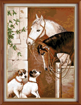 Лошади и собаки Гобелен Классик 386055, цена 2 314 руб. - интернет-магазин Мадам Брошкина