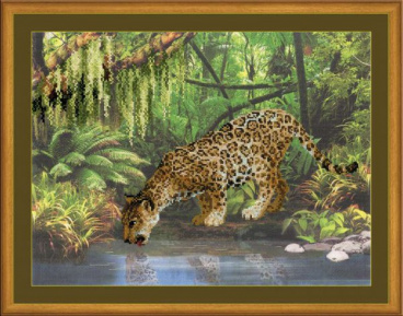 Леопард у воды Риолис 0023 РТ, цена 1 066 руб. - интернет-магазин Мадам Брошкина