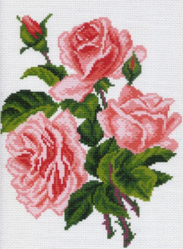 Розовые розы Матренин Посад 0560-1, цена 393 руб. - интернет-магазин Мадам Брошкина