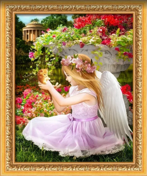 Ангел в саду Алмазная живопись АЖ.1781, цена 2 393 руб. - интернет-магазин Мадам Брошкина