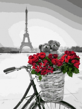 Красные цветы в корзинке на фоне Эйфелевой башни Цветной EX5747, цена 983 руб. - интернет-магазин Мадам Брошкина