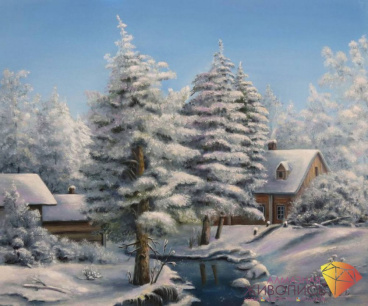 Морозный пейзаж Алмазная живопись АЖ.1285, цена 2 882 руб. - интернет-магазин Мадам Брошкина