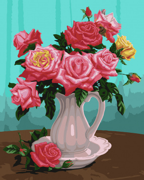 Розы в белой вазе Фабрика творчества B052, цена 729 руб. - интернет-магазин Мадам Брошкина