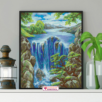 Водопад среди скал Алмазная живопись АЖ.1643, цена 2 401 руб. - интернет-магазин Мадам Брошкина