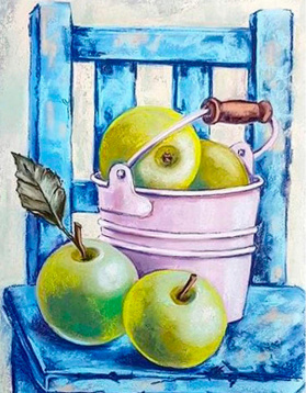Натюрморт с зелеными яблоками Цветной LG128, цена 2 246 руб. - интернет-магазин Мадам Брошкина