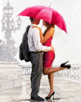 Пара под красным зонтом Алмазное хобби Ah17201, цена 1 932 руб. - интернет-магазин Мадам Брошкина