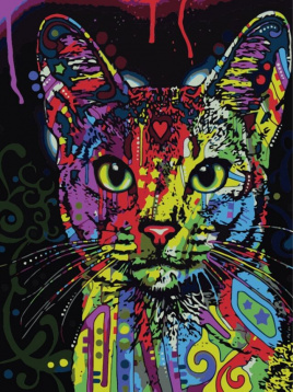 Кошка поп-арт  Цветной ME1006, цена 1 170 руб. - интернет-магазин Мадам Брошкина