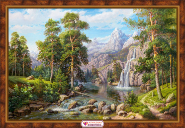 Пейзаж с водопадом Алмазная живопись 1910, цена 3 075 руб. - интернет-магазин Мадам Брошкина