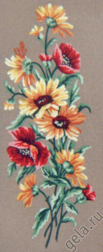 Канва жесткая с рисунком "Маки и желтые цветы", 2 картинки Soulos 18.627, цена 1 786 руб. - интернет-магазин Мадам Брошкина
