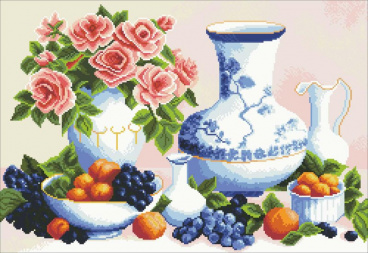 Натюрморт с розами Алмазная живопись АЖ.105, цена 3 157 руб. - интернет-магазин Мадам Брошкина