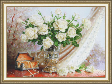 Белые розы Золотое руно РТ-099, цена 1 770 руб. - интернет-магазин Мадам Брошкина
