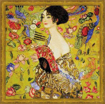"Дама с веером" по мотивам картины Г.Климта Риолис 1226, цена 2 035 руб. - интернет-магазин Мадам Брошкина
