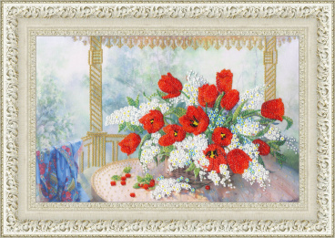 Тюльпаны и черемуха Золотое руно РТ-160, цена 1 336 руб. - интернет-магазин Мадам Брошкина
