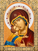 Икона Владимирская богородица Алмазная живопись 1844