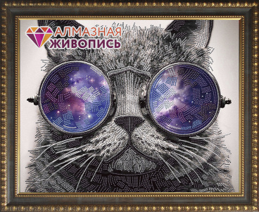 Кот в очках Алмазная живопись АЖ.3003, цена 2 001 руб. - интернет-магазин Мадам Брошкина