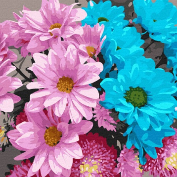 Разноцветные хризантемы Molly KH1085, цена 873 руб. - интернет-магазин Мадам Брошкина