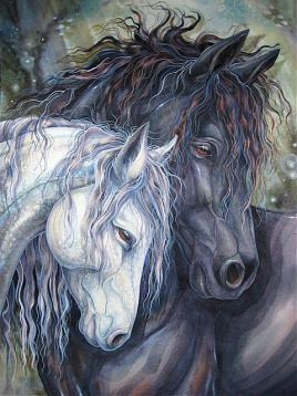 Пара лошадей Алмазная живопись АЖ.1386, цена 1 529 руб. - интернет-магазин Мадам Брошкина