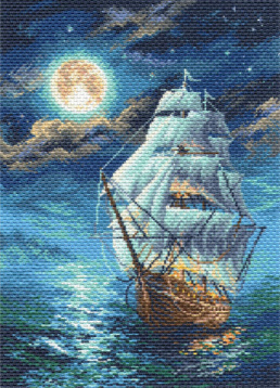Ночной морской пейзаж Матренин Посад 1683, цена 597 руб. - интернет-магазин Мадам Брошкина