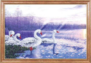 Лебеди на закате Магия канвы КС-004, цена 492 руб. - интернет-магазин Мадам Брошкина