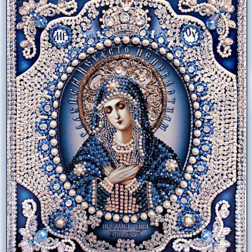 Богородица Умиление (с жемчугом "Майорикой") Образа в каменьях 7725, цена 12 860 руб. - интернет-магазин Мадам Брошкина