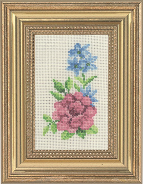 Роза и голубые цветы Permin 13-1136, цена 829 руб. - интернет-магазин Мадам Брошкина